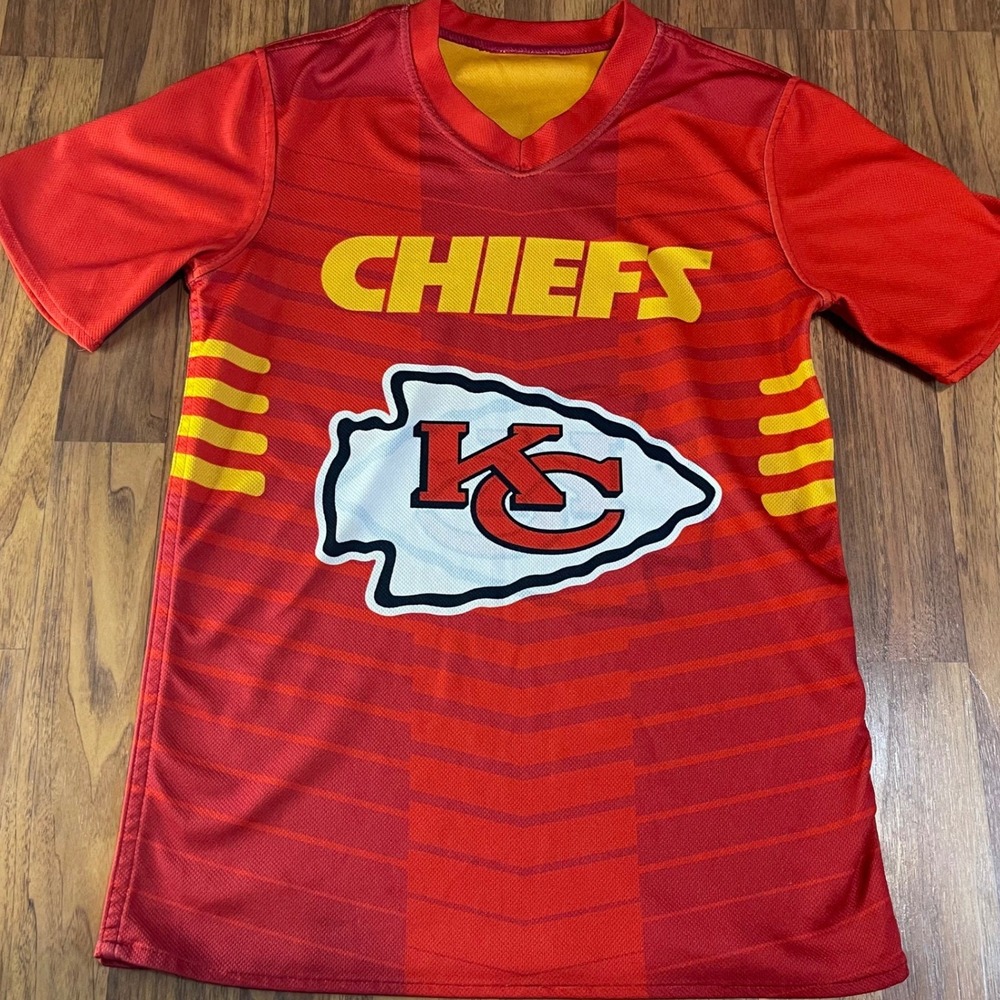 NFL Flag Football Kansas City Chiefs Jersey Youth M Reversible Red Yellow Mesh